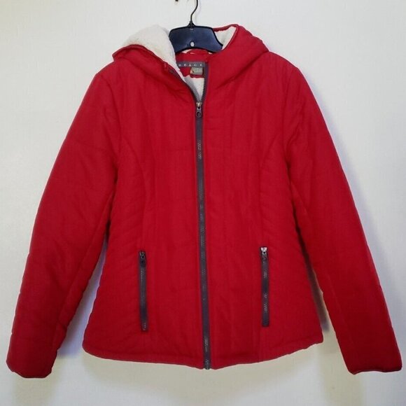 Kenneth Cole Reaction Fleece Lined Red Coat Girls Sz L NWT - Picture 1 of 7